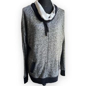 Xersion gray black cowl neck pullover pouch pocket  sweatshirt